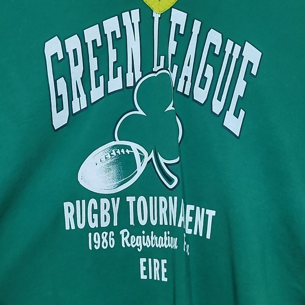 Dolce & Gabbana Vintage Green League Rugby Tournament V Neck Shirt Size Large - Picture 4 of 11
